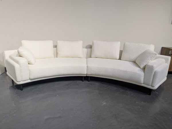 Antonio Beige Curved Sofa: Modern Polyester Fabric, High-Resilience Foam Seating