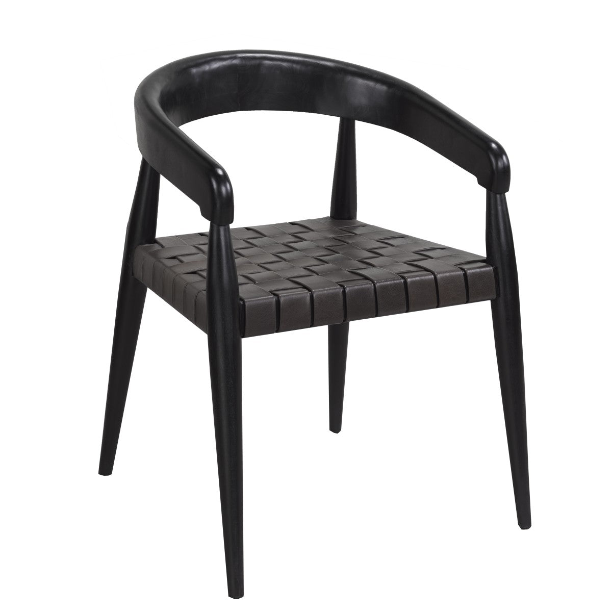 Curved Solid Wood Dining Chair – Black