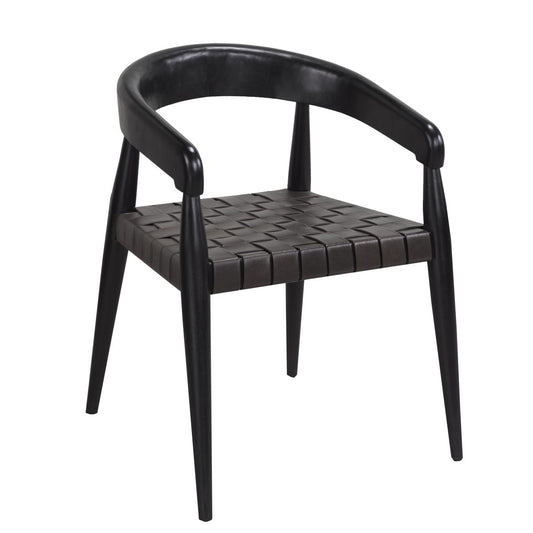 Curved Solid Wood Dining Chair – Black