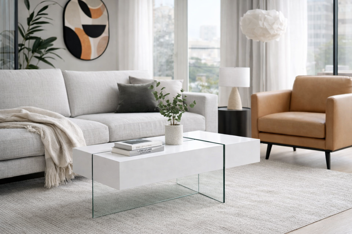 Glass Coffee Table – White