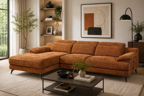 LHF SECTIONAL - BURNT ORANGE