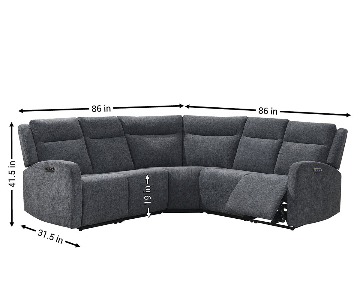 Alabama Power Reclining Sectional, Grey