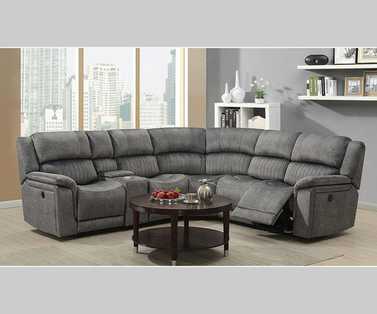 Luxurious Grey Suede Power Reclining Sectional Sofa with USB Console