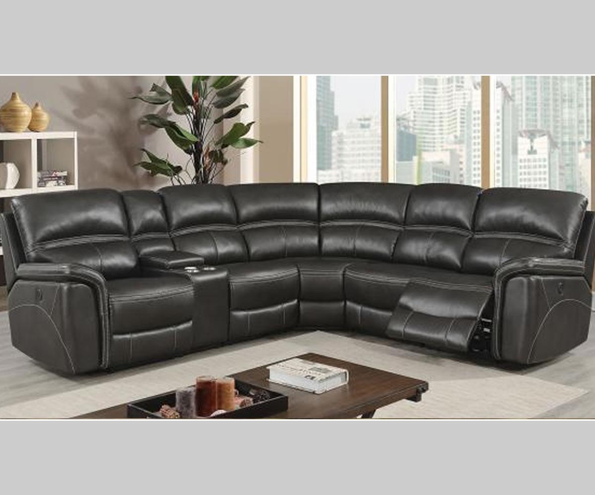 Luxurious Power Reclining Sectional Sofa with USB and Console in Grey