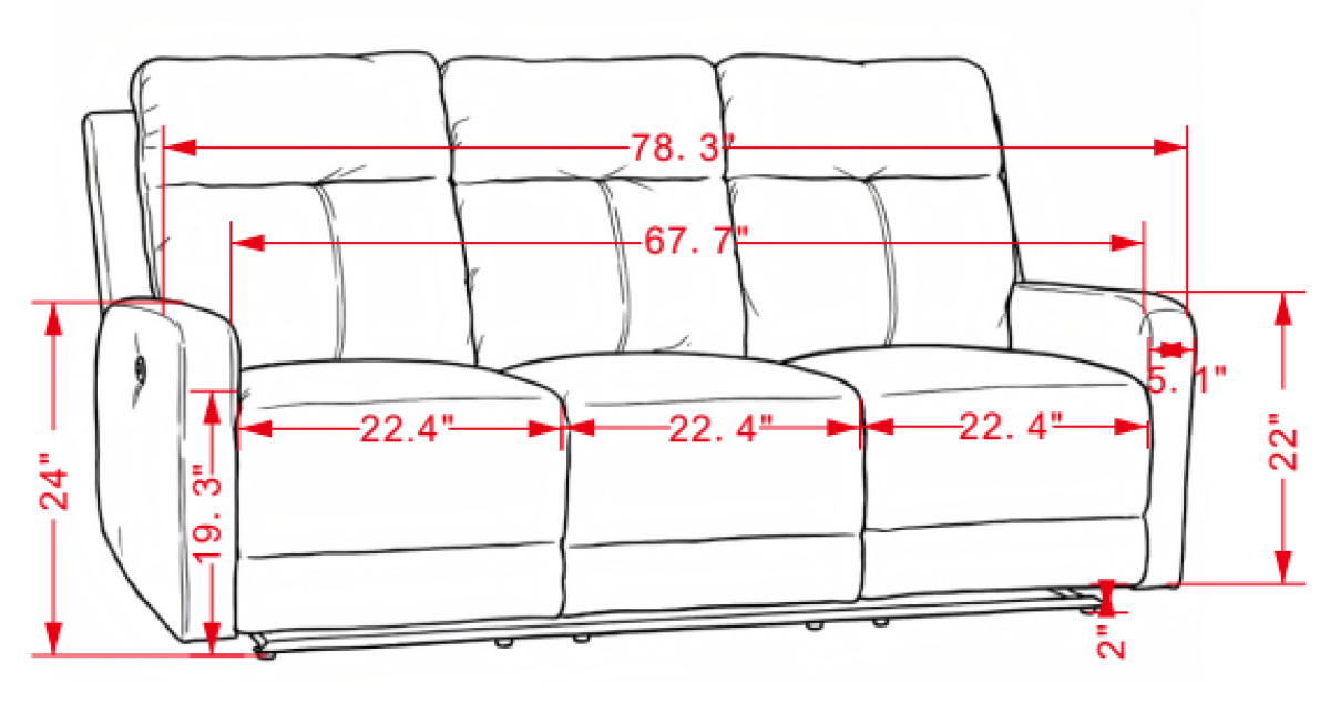 Upholstered Power Recliner Sofa – Oatmeal Milk