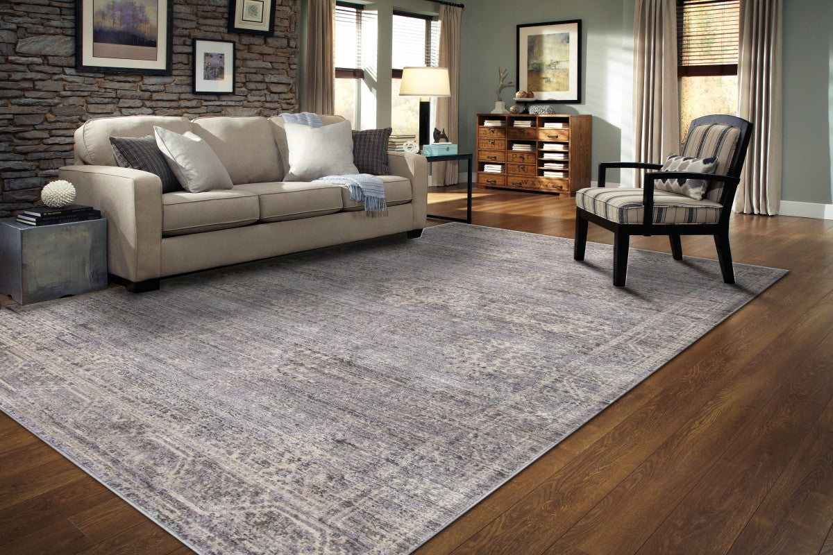 Distressed Area Rug – Grey/Ivory/Beige