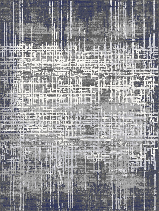 Distressed Jute Area Rug – Cream/Grey/Blue (Style 2)