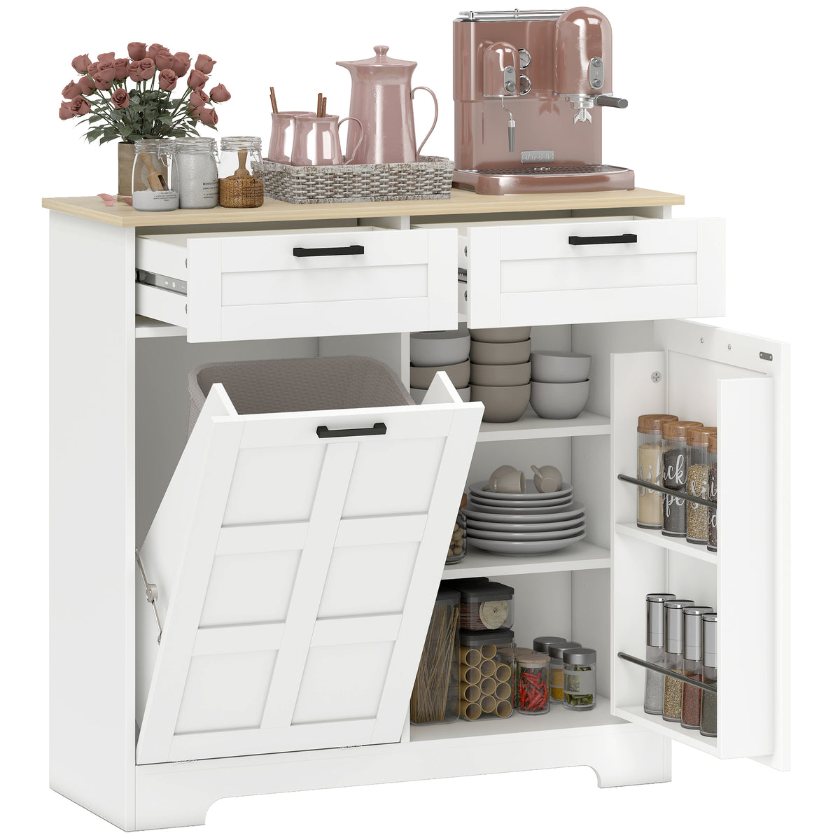 Kitchen Island with Trash Cabinet – 39"W x 36"H