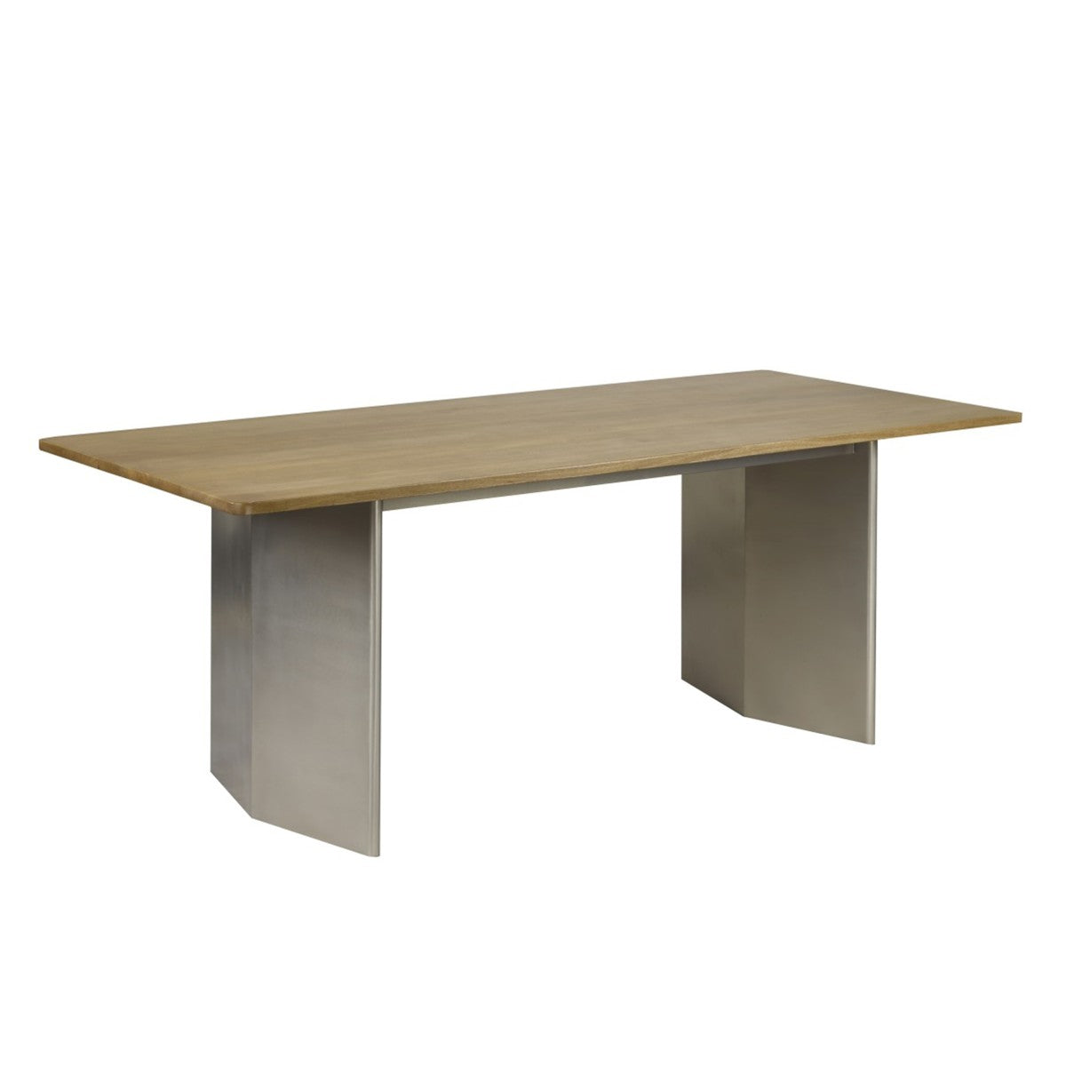 Industrial Mango Wood Dining Table – Oak/Matte Chrome