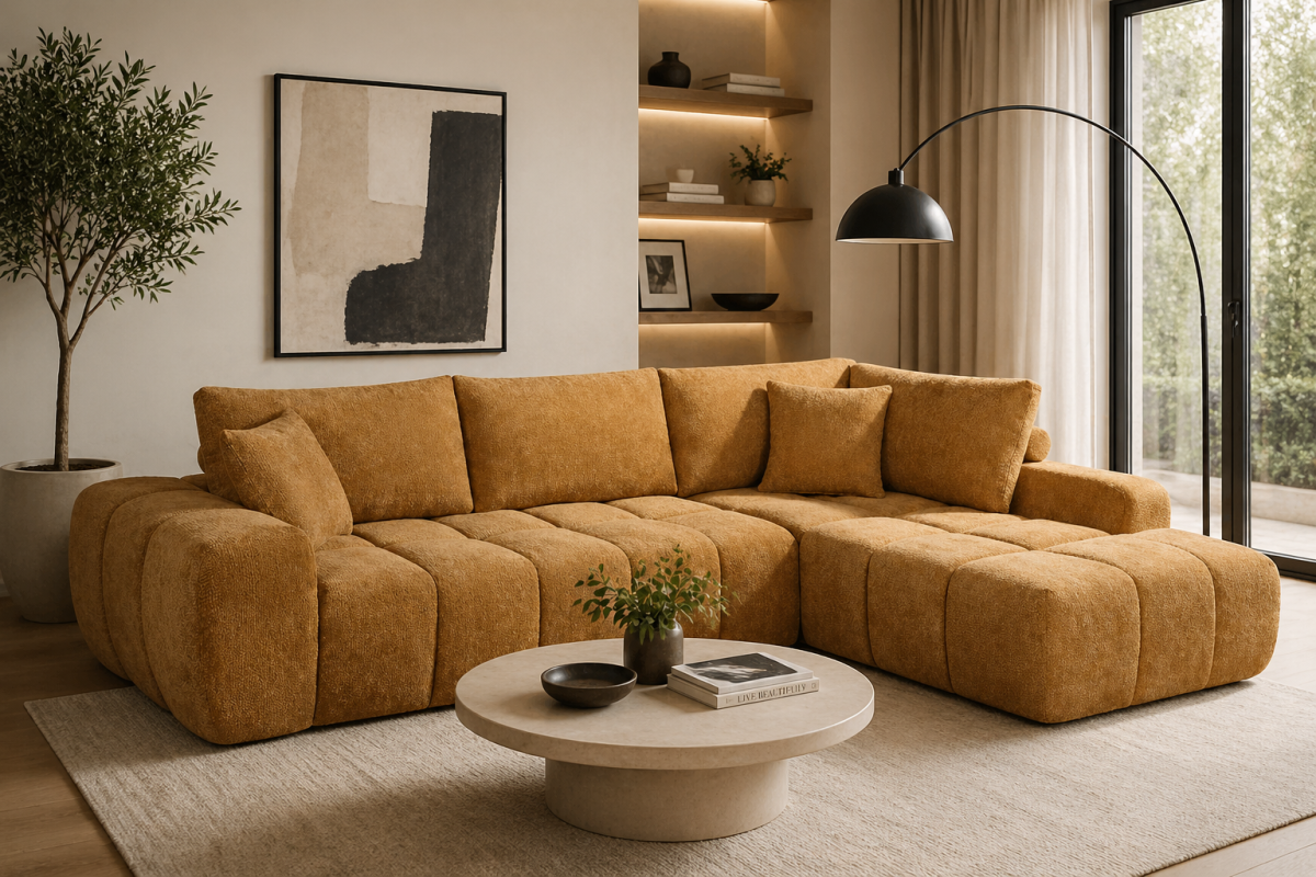 Tufted Sectional – Mustard