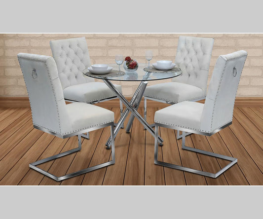 Megan Velvet Dining Chairs, Set of 2 – Beige