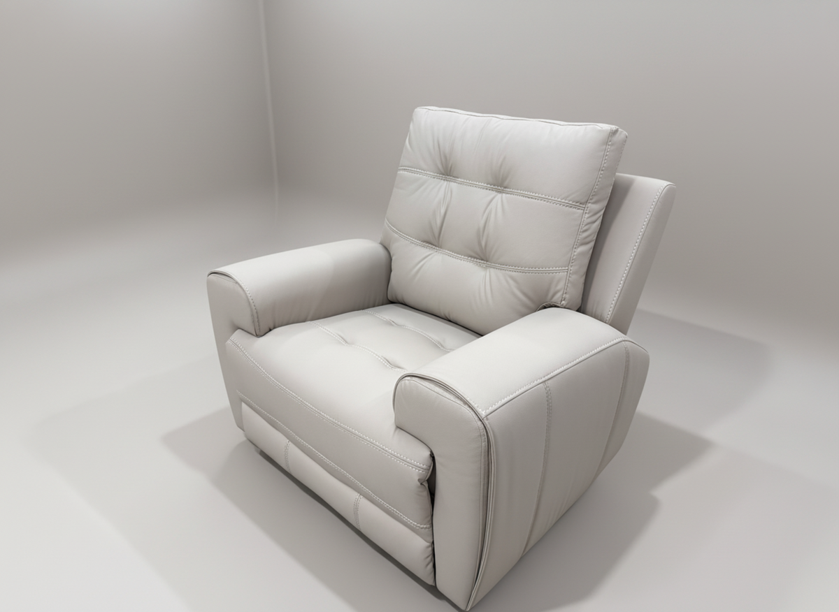 Tufted Leather Power Recliner – Taupe