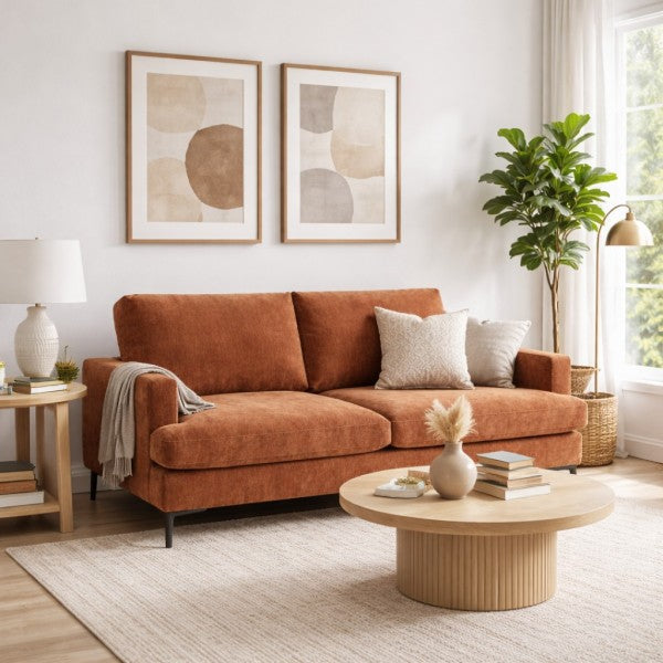 Brassex Terracotta Three-Seater Sofa