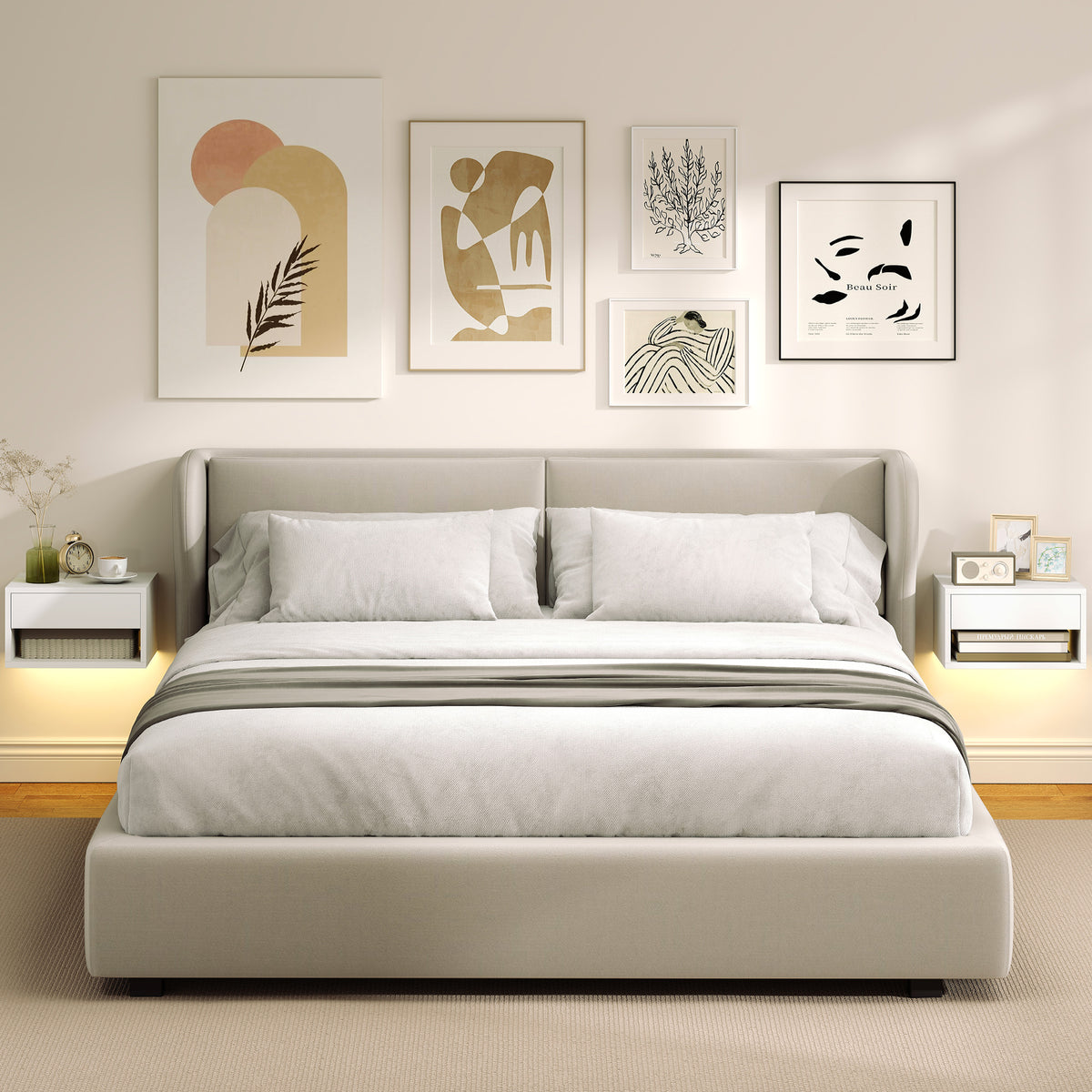 Floating Nightstands with RGB LED Lights, Set of 2 – 15"W x 8"H
