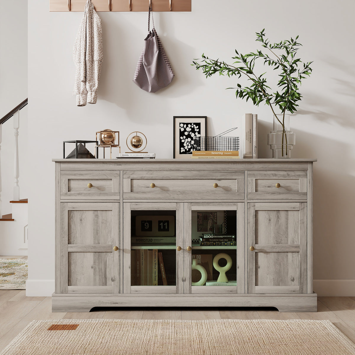 Sideboard Buffet Cabinet with Storage – 55"W x 32"H