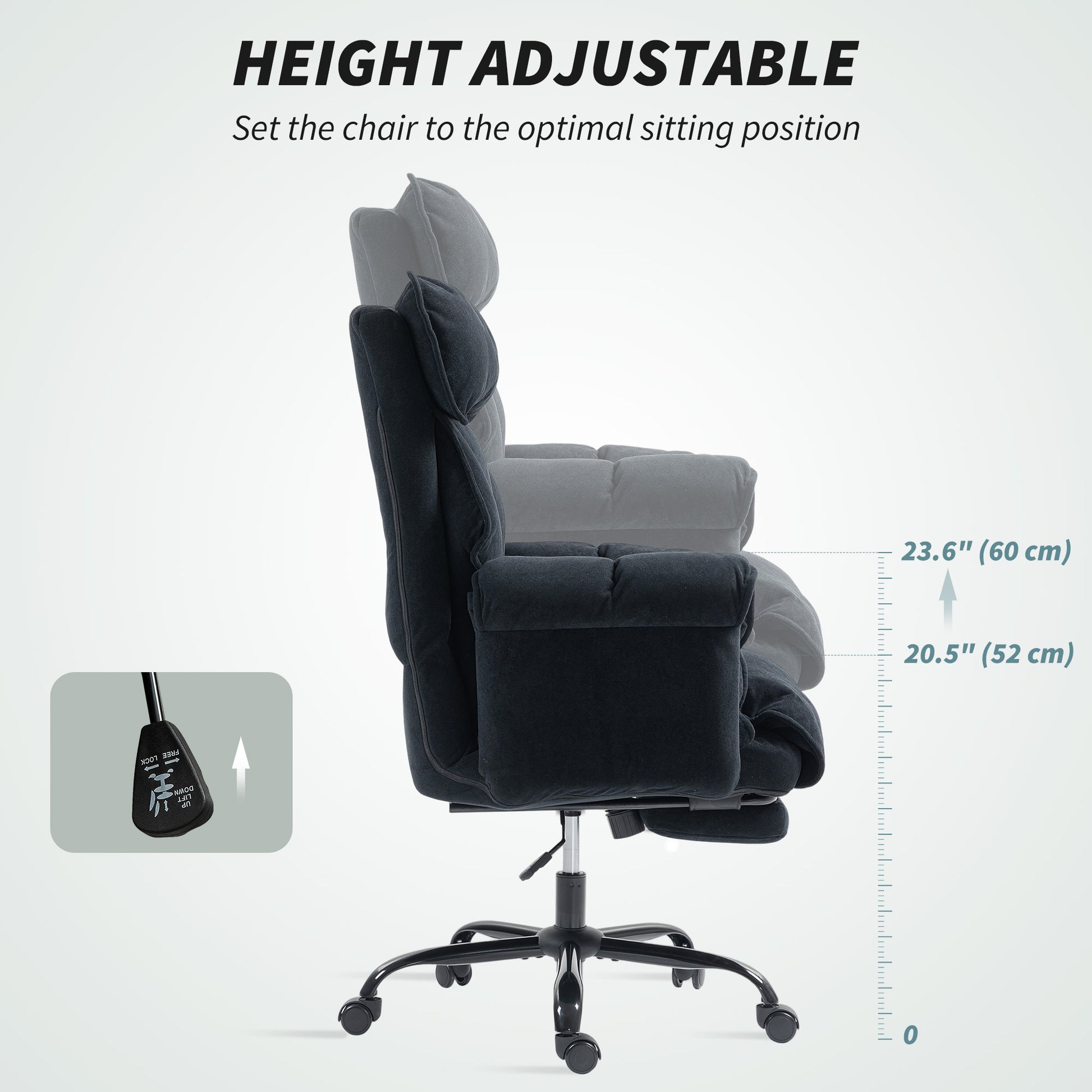 HOMCOM Ergonomic Black Office Chair: Adjustable Backrest, Lumbar, Headrest, Footrest