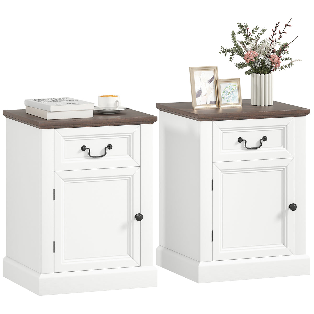 Nightstands with Drawer and Cabinet, Set of 2 – 18"W x 24"H