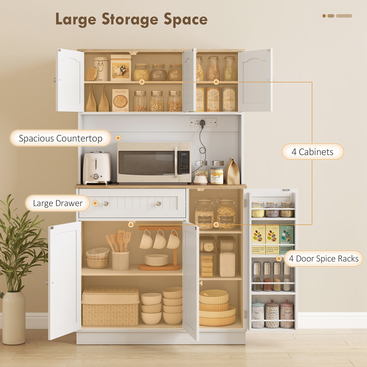 Pantry Cabinet with Charging Station – 39"W x 68"H
