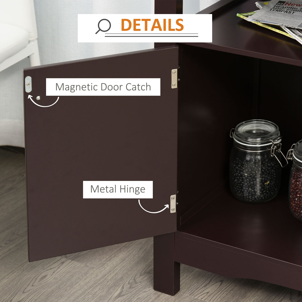 Buffet Bar Cabinet with Drawer and 12-Bottle Wine Rack – 46"W x 33"H