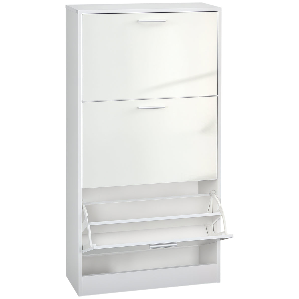 Slim Shoe Storage with 3 Flip Drawers and Adjustable Shelves – 23"W x 46"H