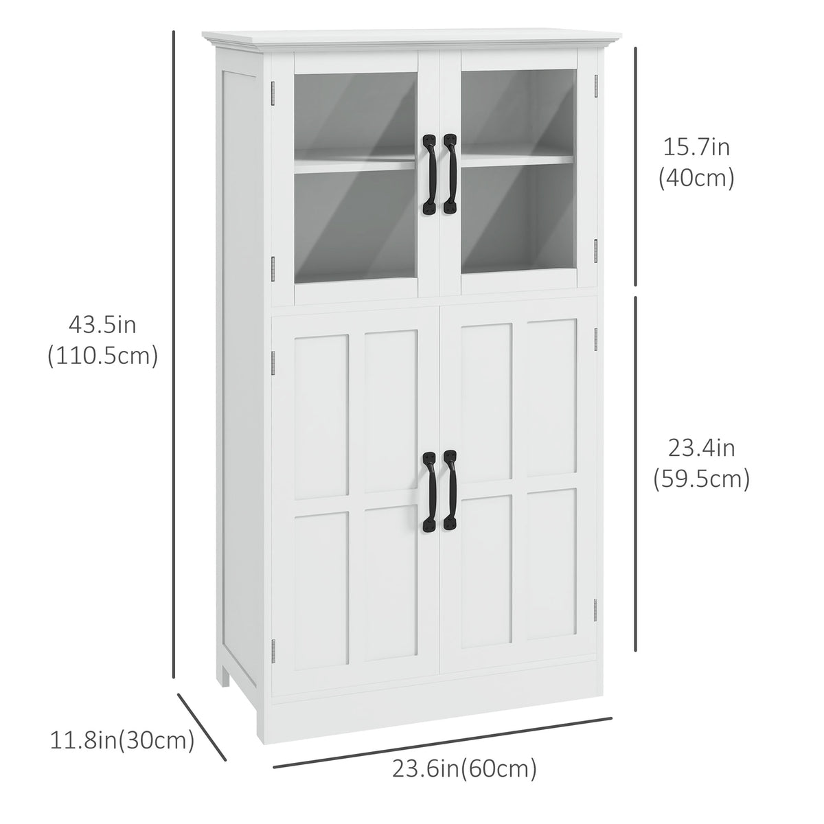Modern Sideboard Cabinet with Glass Doors – 24"W x 44"H