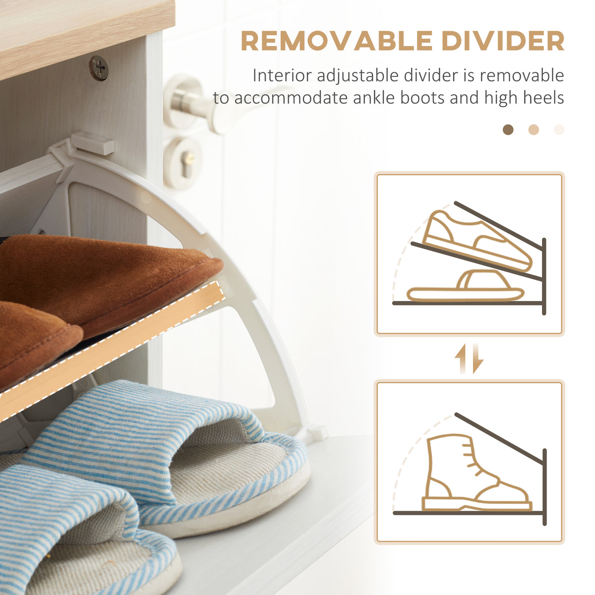 Modern Shoe Cabinet with 3 Flip Drawers and Adjustable Shelf – 28"W x 48"H
