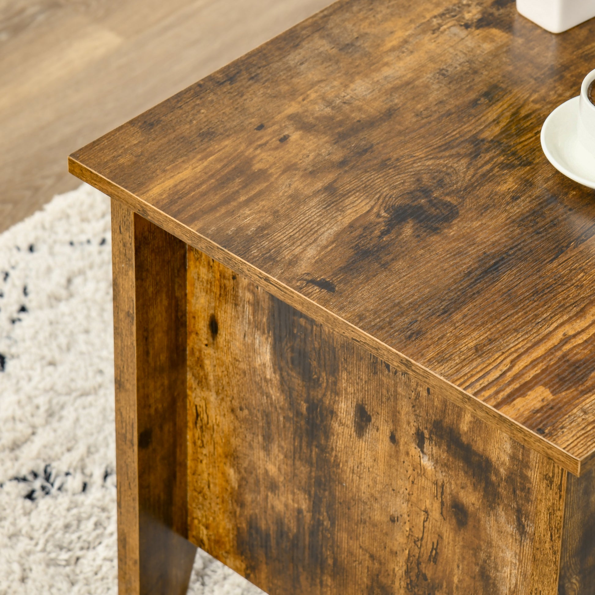 Modern Lift-Top Coffee Table with Hidden Storage & Open Shelves, Rustic Brown