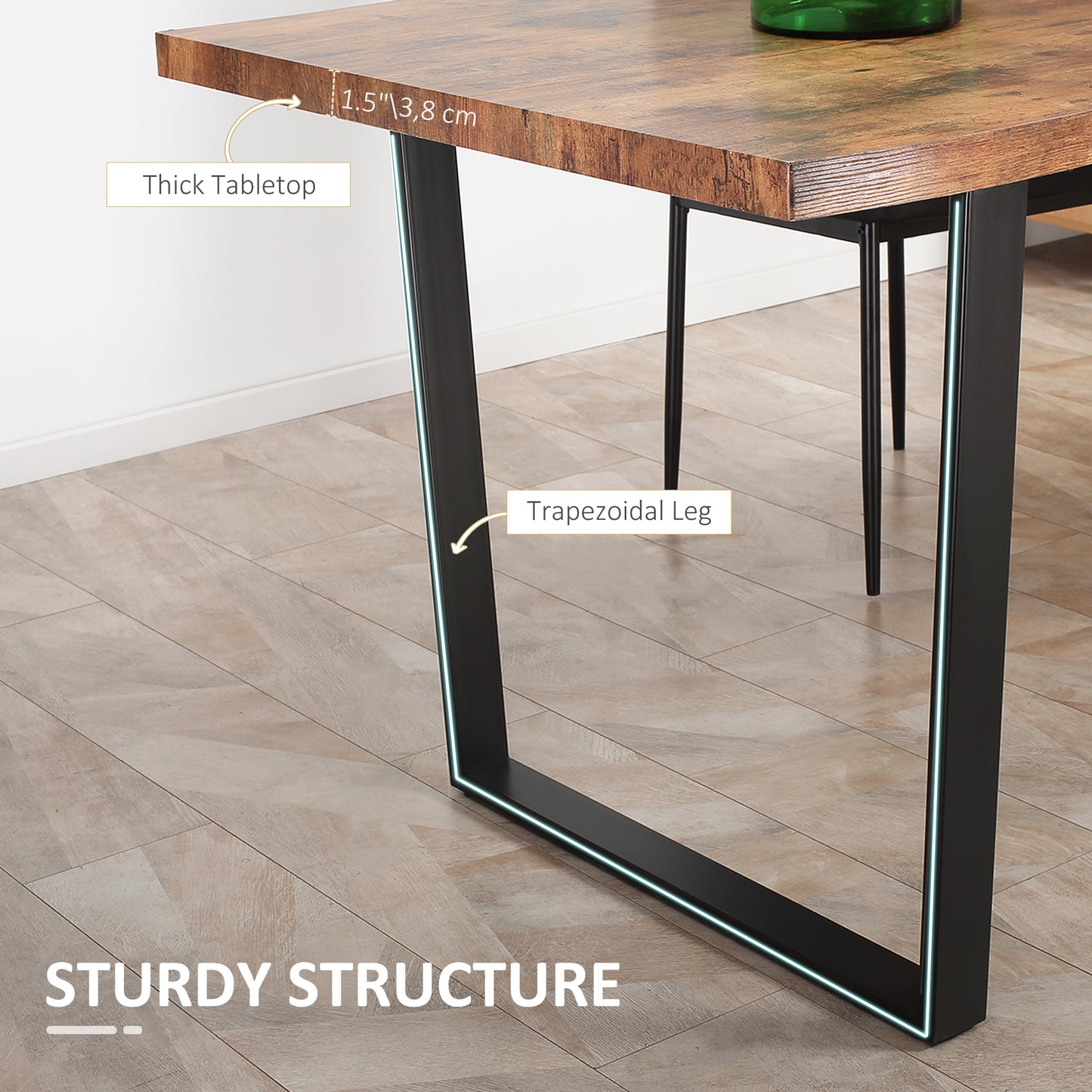 HOMCOM Industrial Dining Table 63" x 33.5" Rustic Brown
