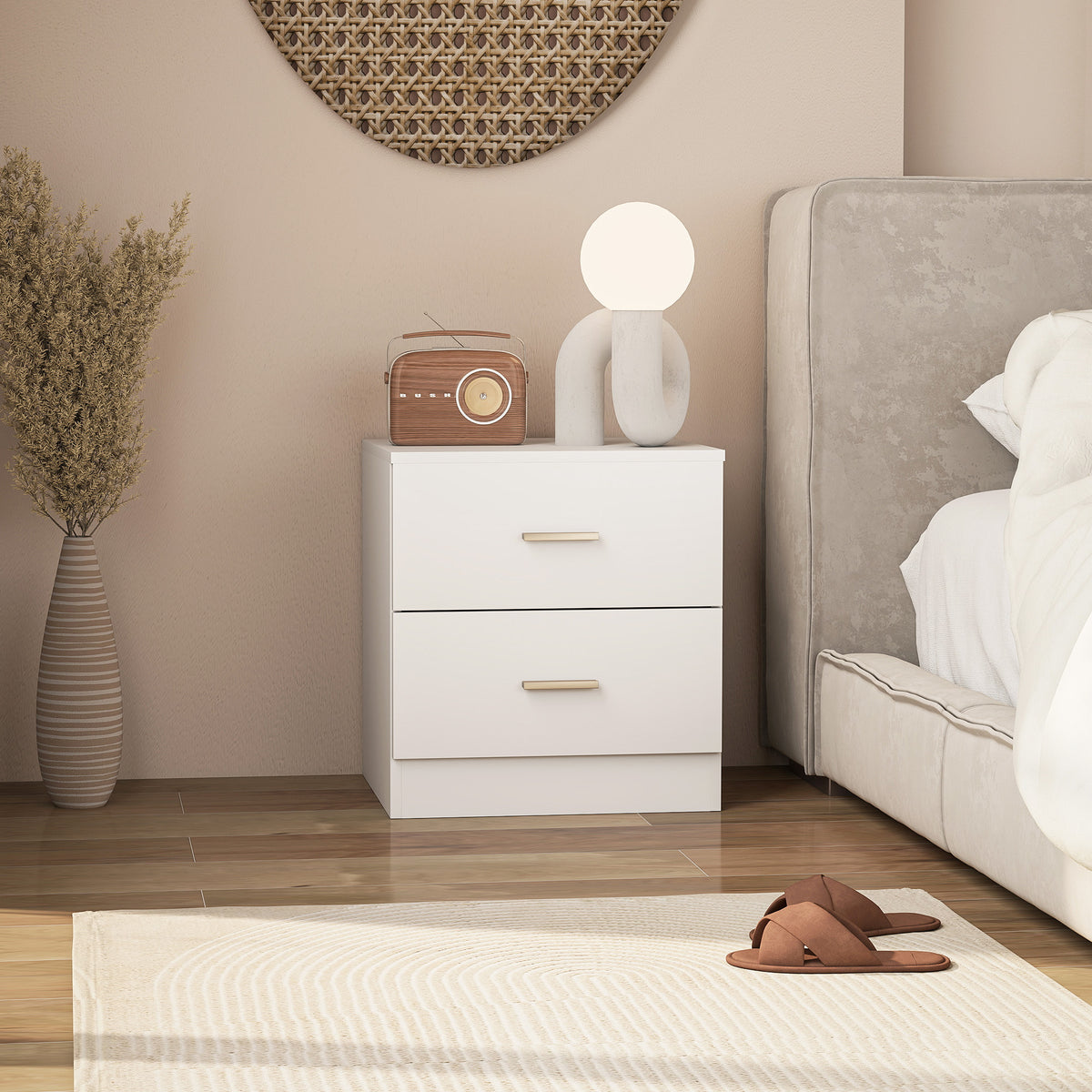 Modern 2-Drawer Nightstand – 18"W x 19"H
