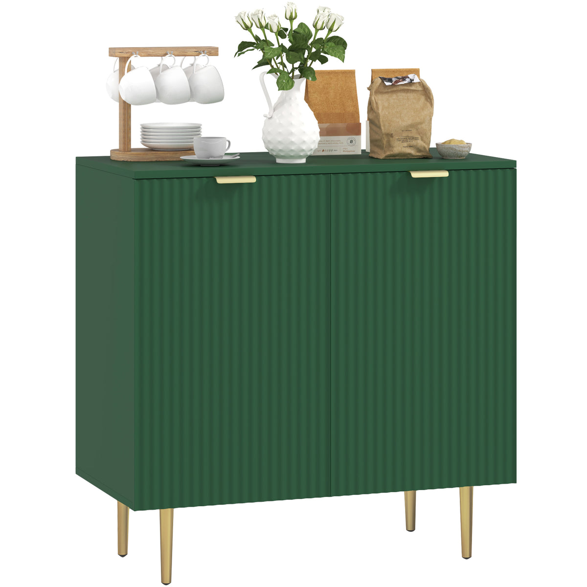 Sideboard Buffet Cabinet with Adjustable Shelves and Metal Legs – 32"W x 32"H