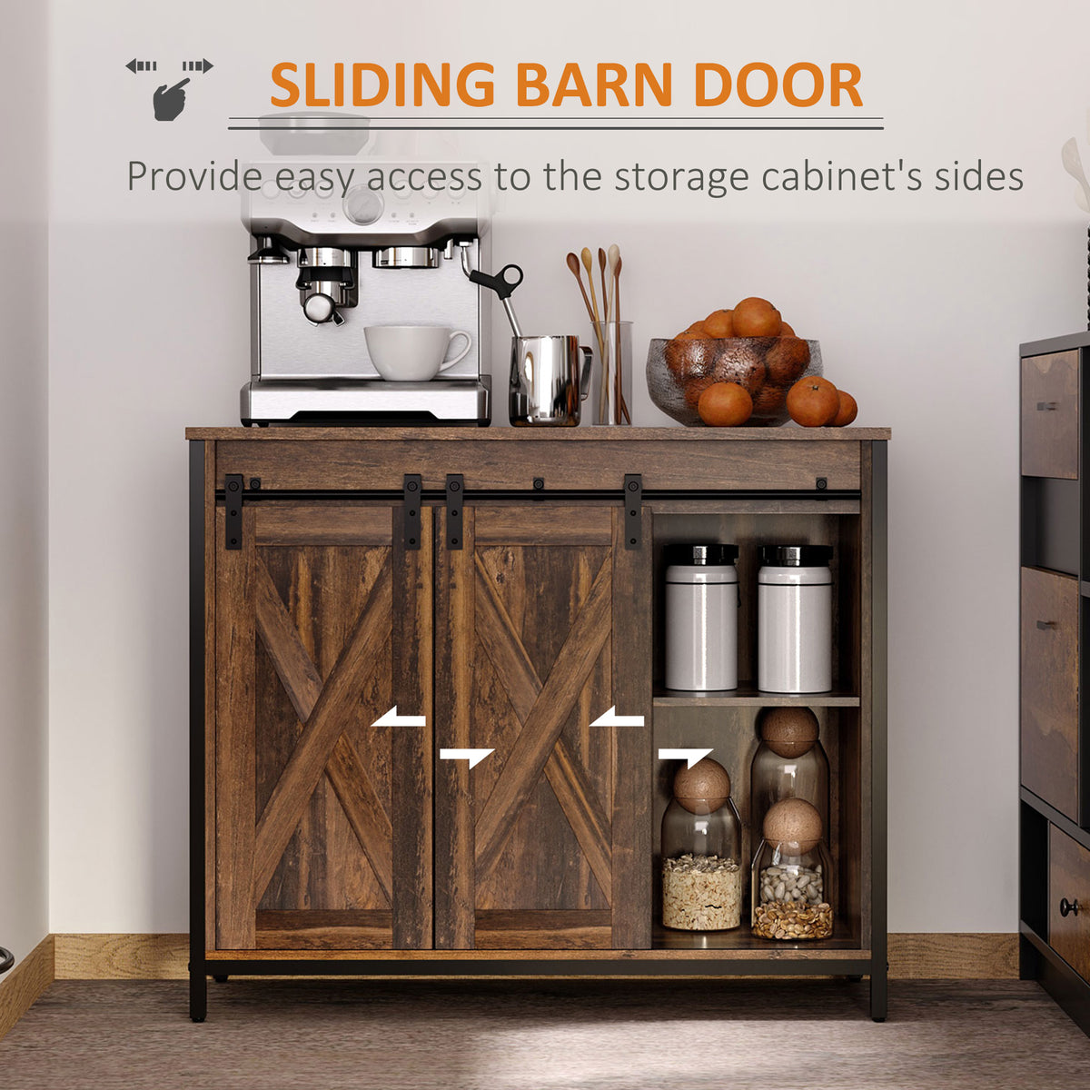Buffet Cabinet with Sliding Barn Doors – 36"W x 30"H