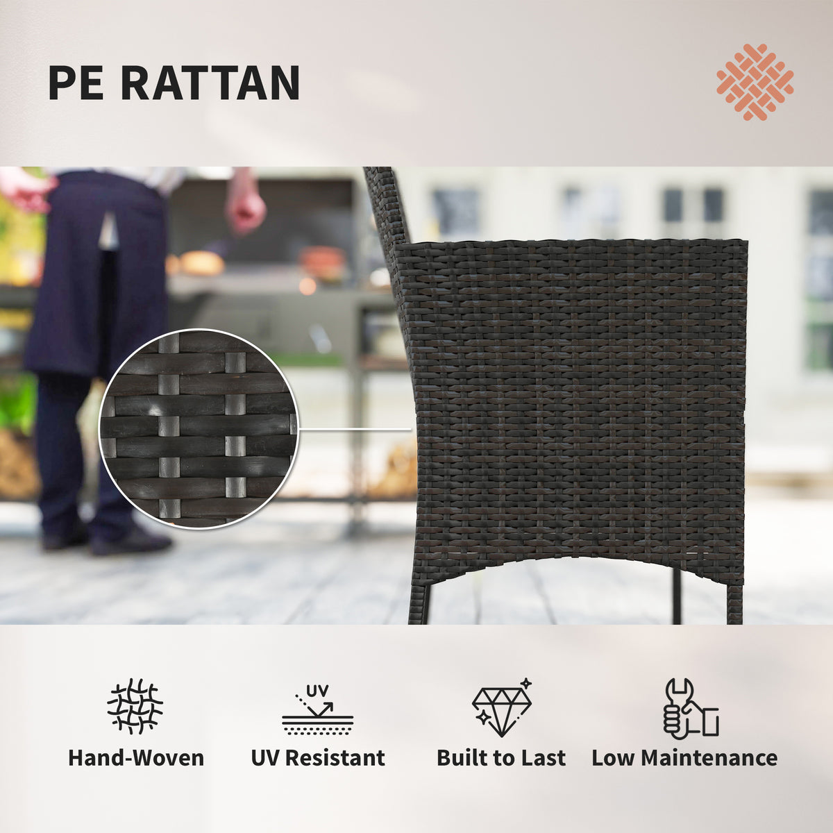 4 Pieces Wicker Outdoor Balcony Furniture Set, Rattan Patio Furniture Set with Loveseat Chairs Glass Coffee Table – Turquoise