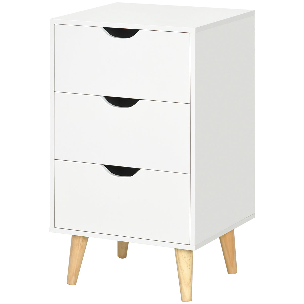 3-Drawer Nightstand with Wood Legs – 16"W x 27"H