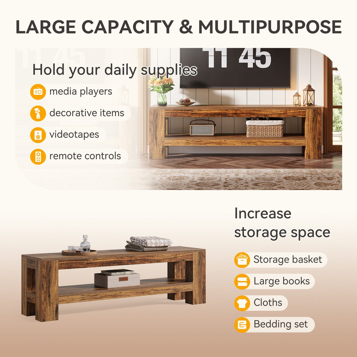 59" TV Stand, Media TV Console Entertainment Center for 55"-75" TVs