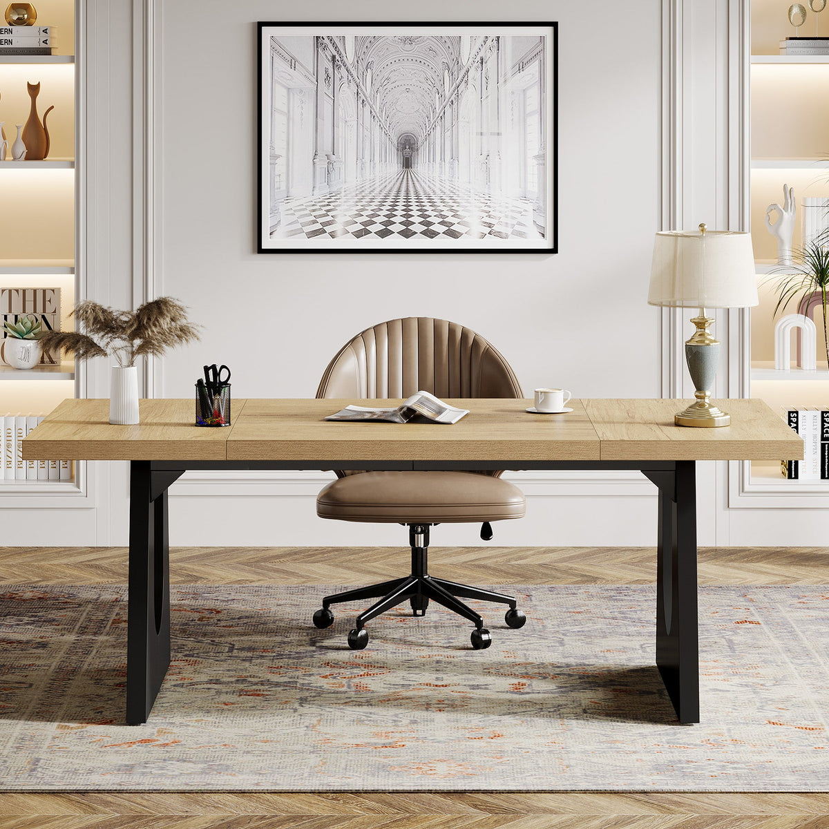 70" Executive Desk, Modern Computer Office Desk Workstation