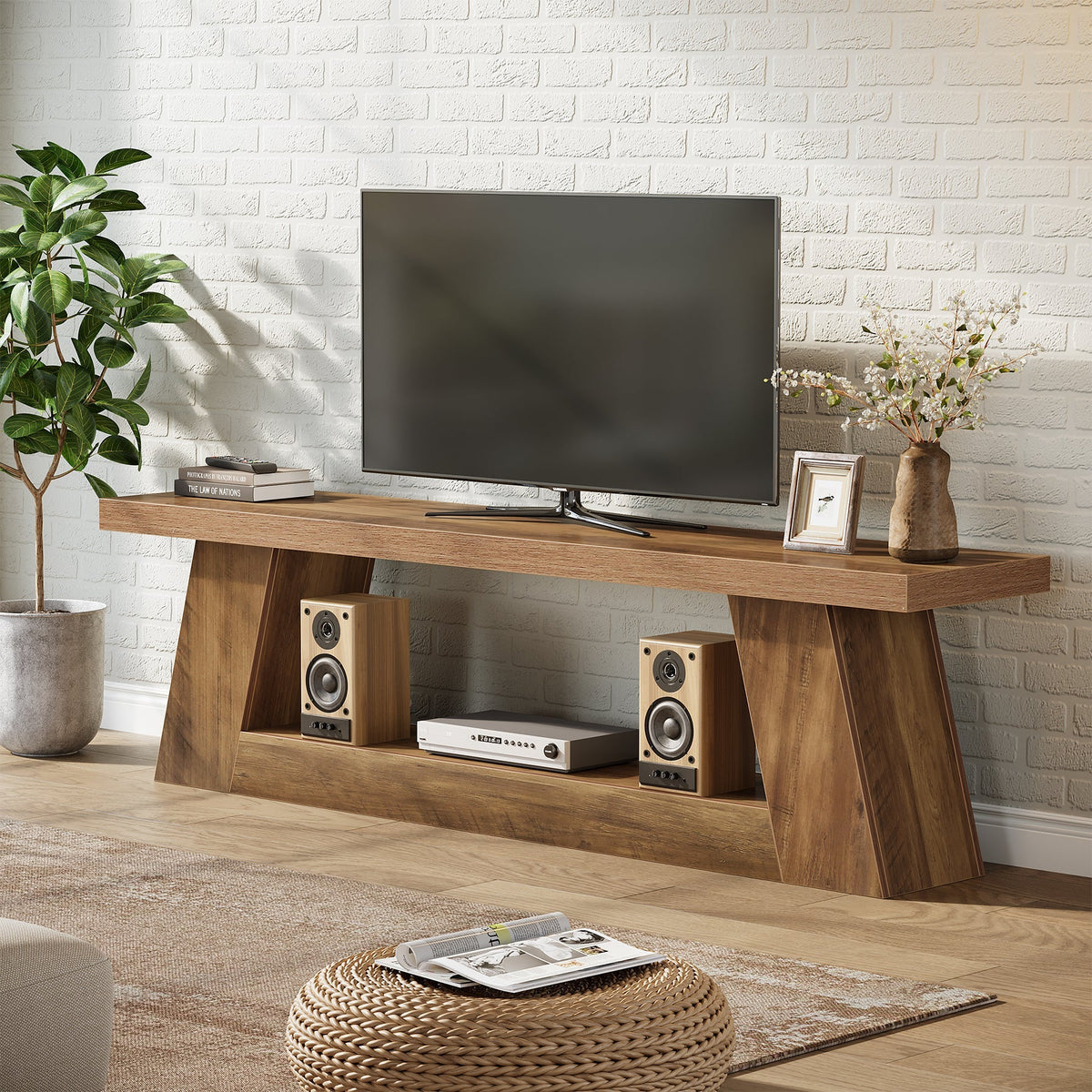 63" TV Stand for UP to 75" TVs, Media TV Console with Storage Shelves