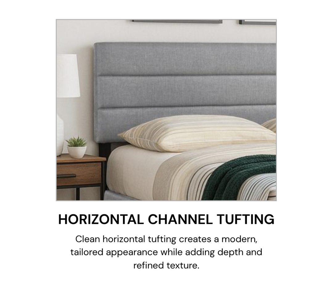 T2103 Modern Upholstered Linen Platform Bed Frame Adjustable Headboard