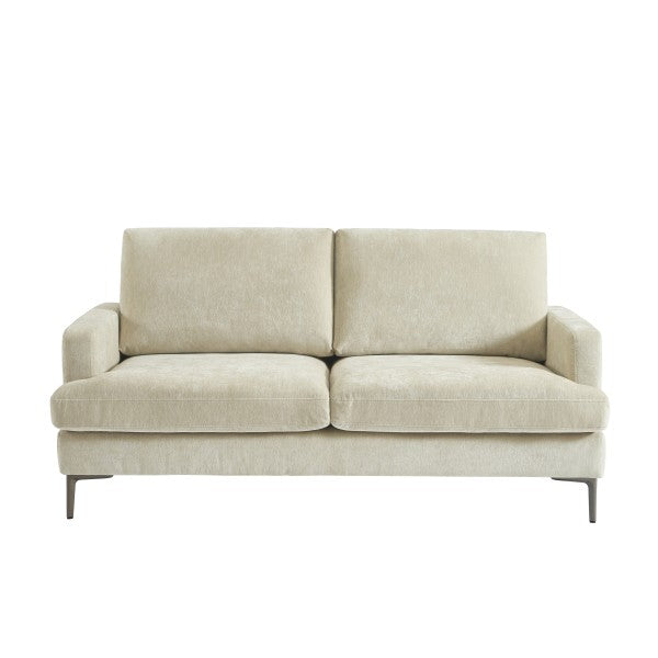 Brassex Beige Three‑Seater Sofa Solid Eucalyptus Frame