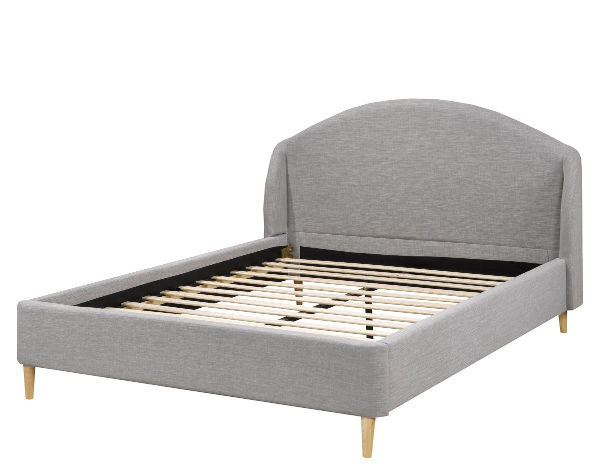 Brassex Mason Modern Grey Fabric Queen Platform Bed, Bentwood Slat System