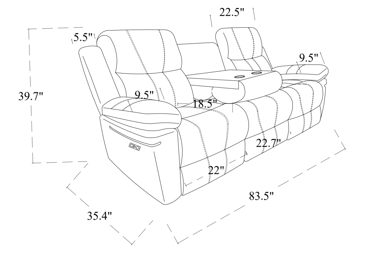Upholstered Power Recliner Sofa