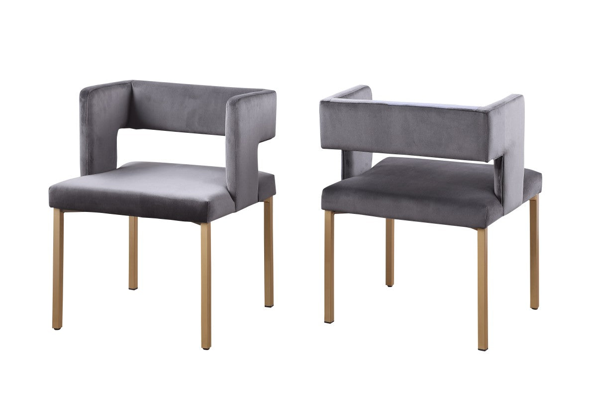 Velvet Dining Chair, Set of 2 – Grey
