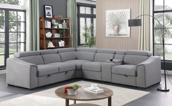 Emmett LHF Sectional Sofa Bed Grey