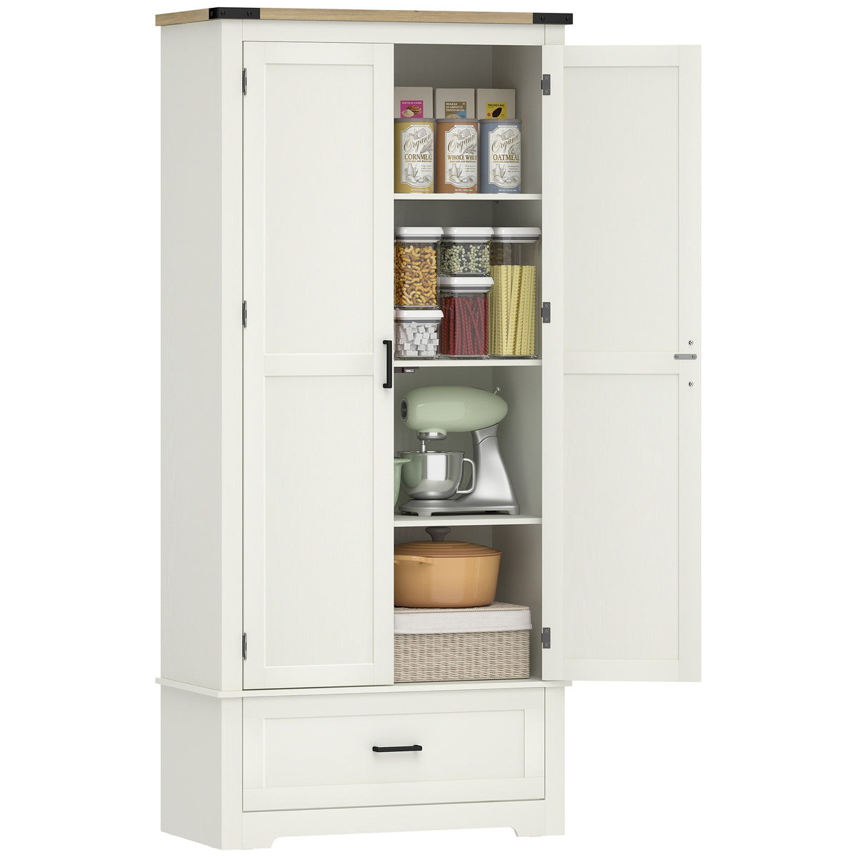 Tall Farmhouse Kitchen Pantry Cabinet with 2 Doors – 31"W x 69"H