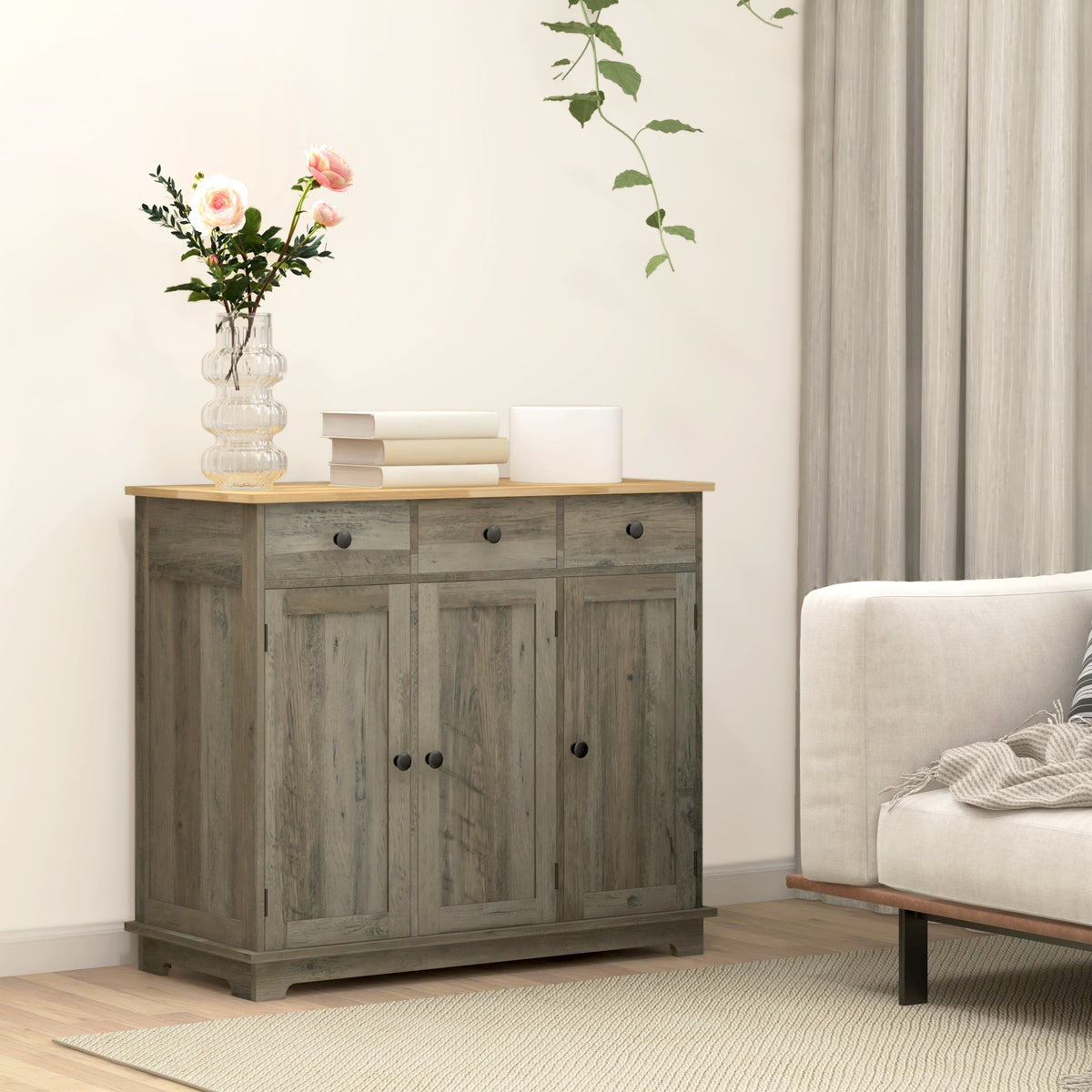 Buffet Cabinet with Storage Cabinets – 40"W x 34"H