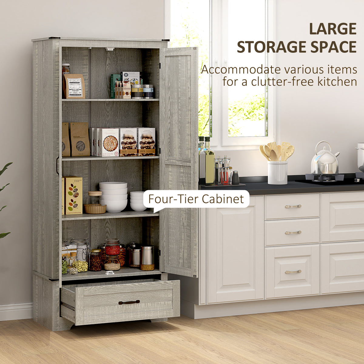 Farmhouse Pantry Cabinet with Adjustable Shelves – 32"W x 72"H