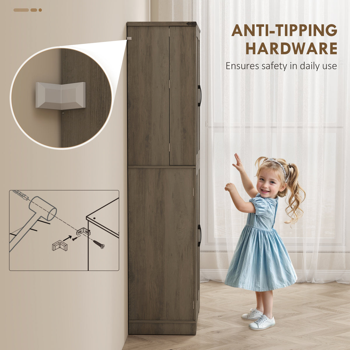 Farmhouse Storage Cabinet with 4 Doors – 30"W x 72"H