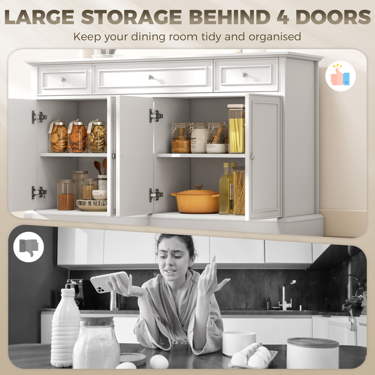 Kitchen Storage Cabinet with Soft-Close Doors – 54"W x 31"H
