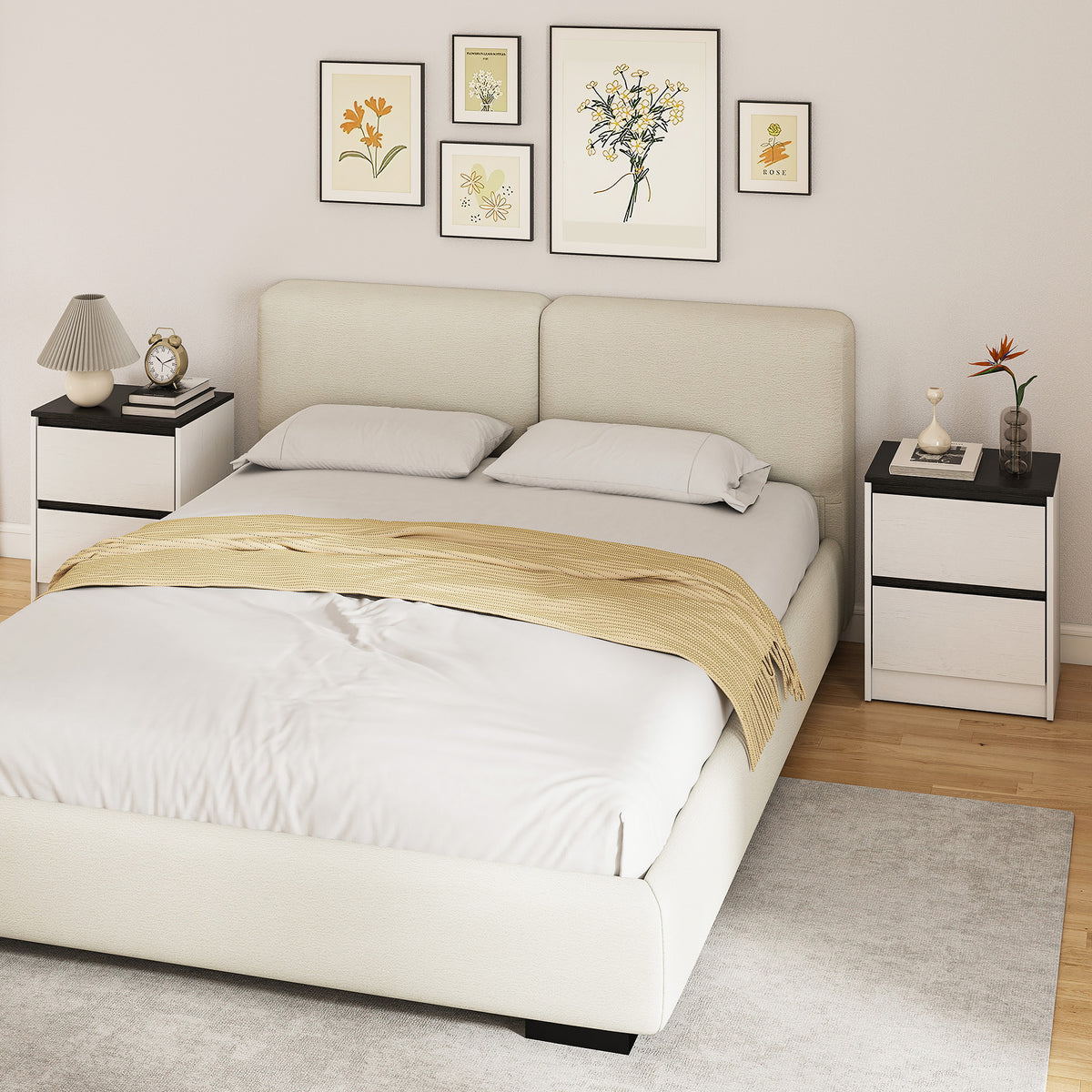 Modern 2-Drawer Nightstands, Set of 2 – 18"W x 22"H