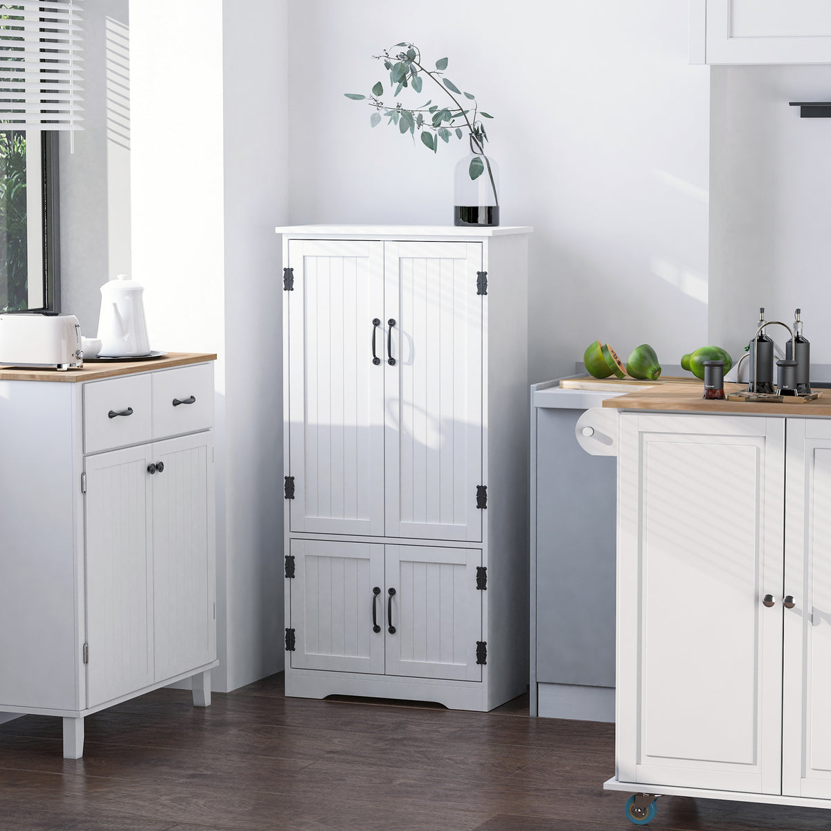 4-Door Pantry Storage Cabinet with Adjustable Shelves – 24"W x 49"H