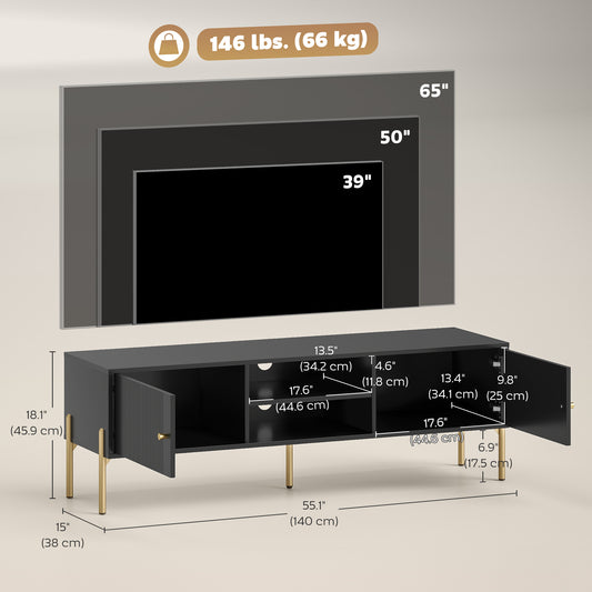 TV Stand for TVs up to 65" – Entertainment Center with 2 Open Shelves – 55" Wide